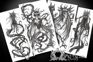 Goth emo centipede devil witch tattoo idea