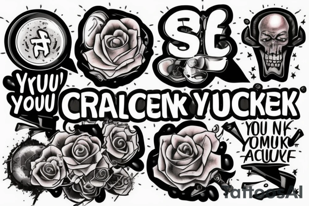 Cancer cell with text "fuck you" abouve tattoo idea