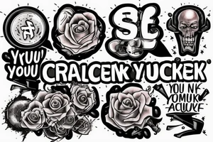 Cancer cell with text "fuck you" abouve tattoo idea