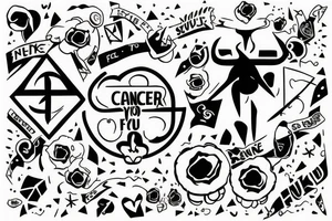 Cancer cell with text "fuck you" abouve tattoo idea