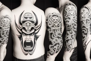 Samurai oni mask tattoo idea