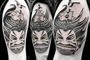 Samurai oni mask tattoo idea