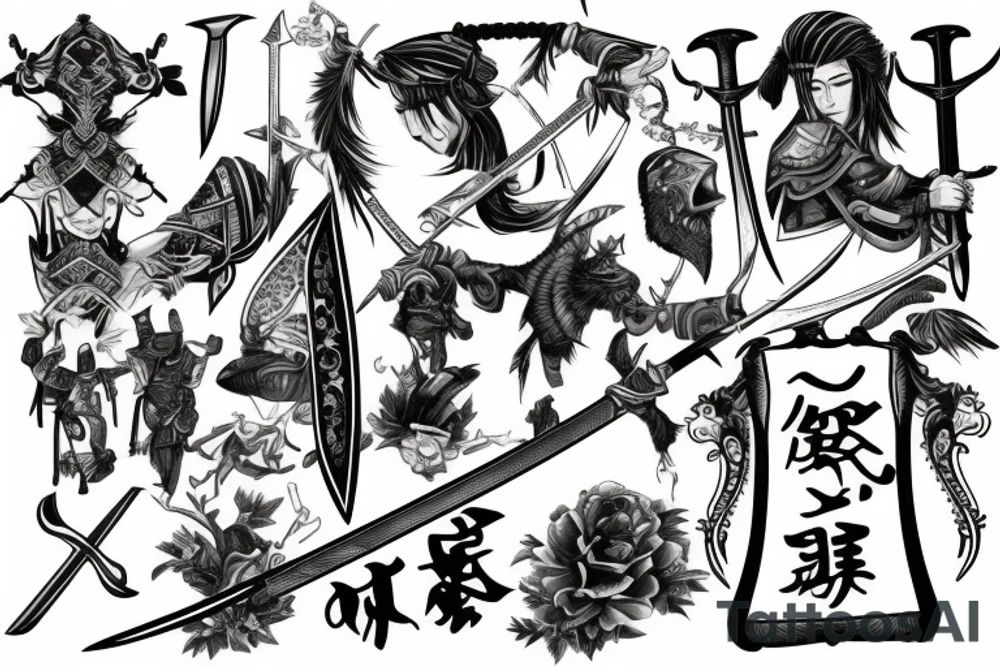 man sheathing his sword tattoo idea