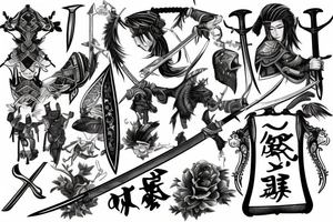 man sheathing his sword tattoo idea