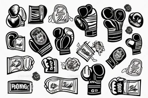 Boxing gloves with name tattoo idea