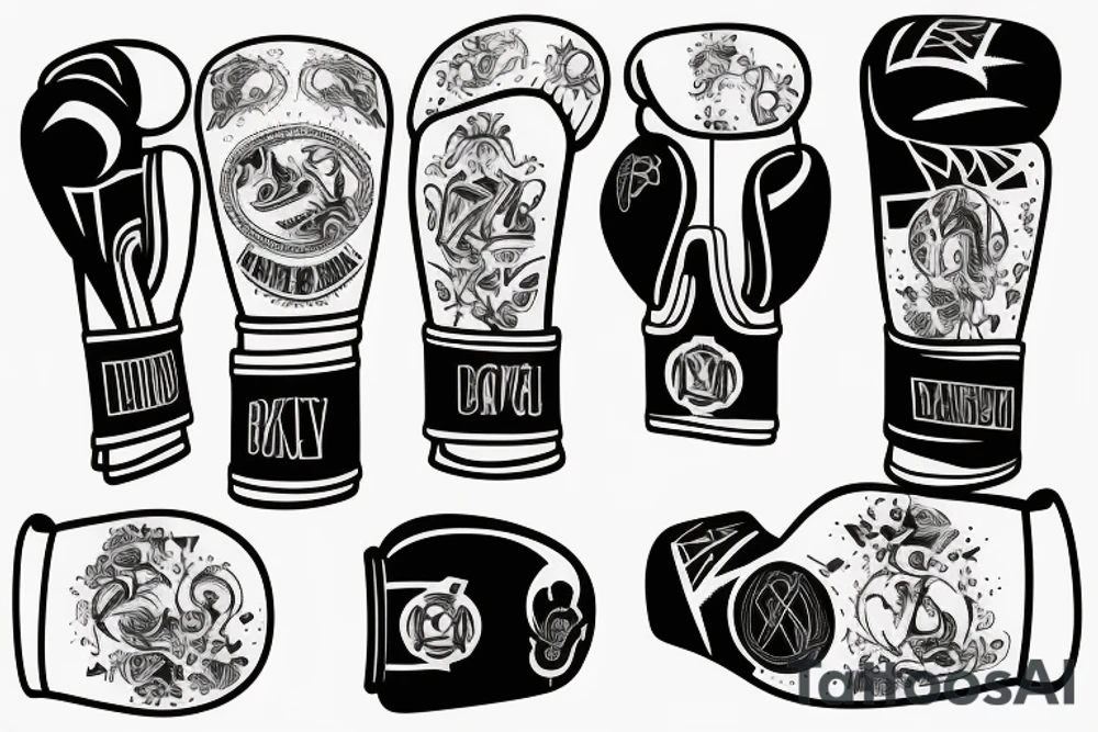 Boxing gloves with name tattoo idea
