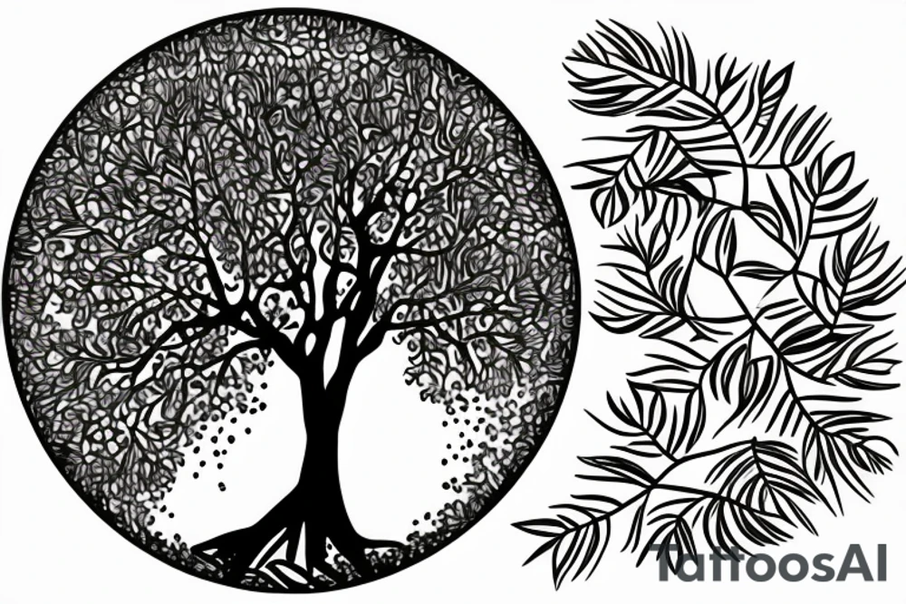 An acacia tree within a circle tattoo idea