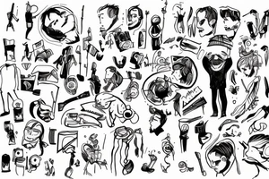 a man feeling lonely in a crowd tattoo idea