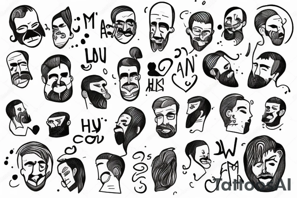 a man feeling lonely in a crowd tattoo idea