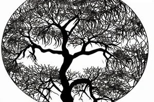 An African acacia tree within a circle tattoo idea