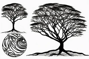 An African acacia tree within a circle tattoo idea