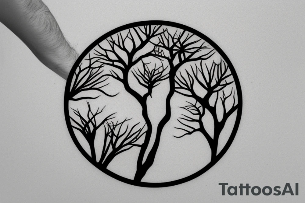 An African acacia tree within a circle tattoo idea
