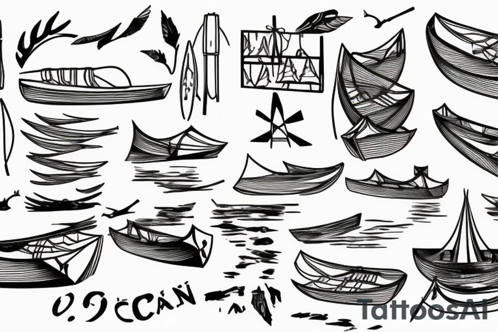 Canoe tent camp lake water tattoo idea