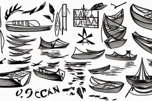 Canoe tent camp lake water tattoo idea