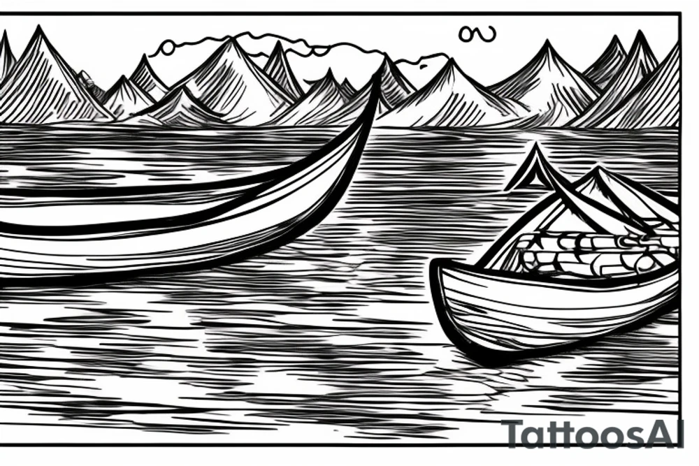 Canoe tent camp lake water tattoo idea