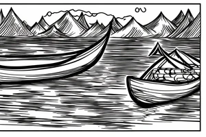 Canoe tent camp lake water tattoo idea