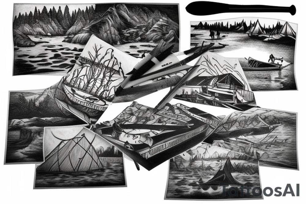 Canoe tent camp lake tattoo idea