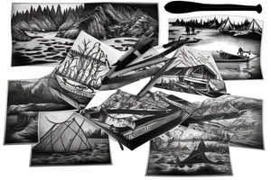 Canoe tent camp lake tattoo idea