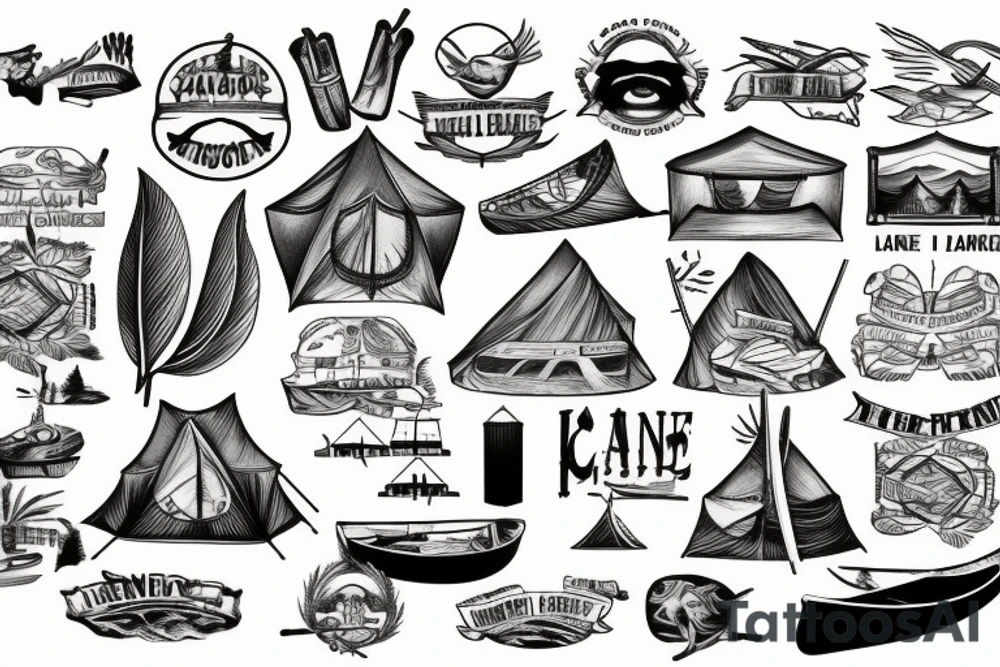 Canoe tent camp lake tattoo idea