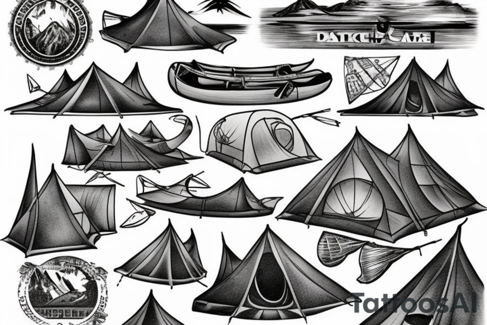 Canoe tent camp lake tattoo idea