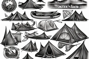 Canoe tent camp lake tattoo idea