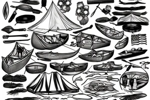 Canoe tent camp lake tattoo idea