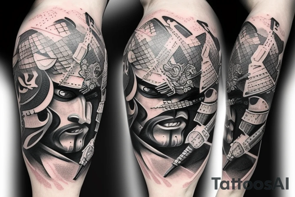 Samurai Bicep Armor breaking through skin tattoo idea