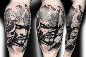Samurai Bicep Armor breaking through skin tattoo idea