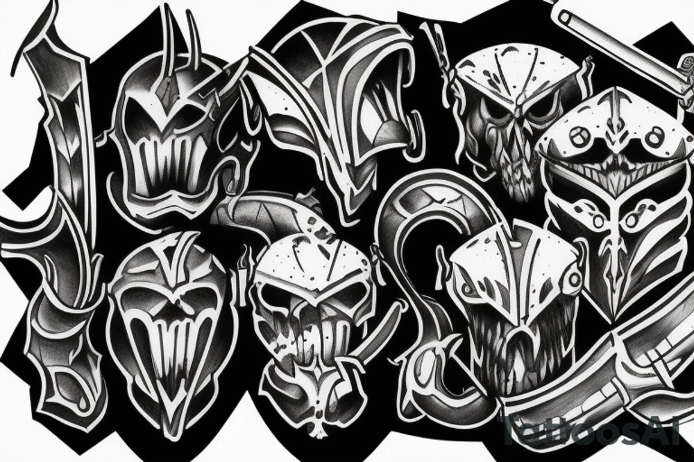 Armor ripping through skin on bicep tattoo idea