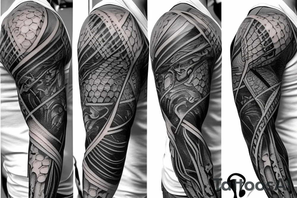 Armor ripping through skin on bicep tattoo idea