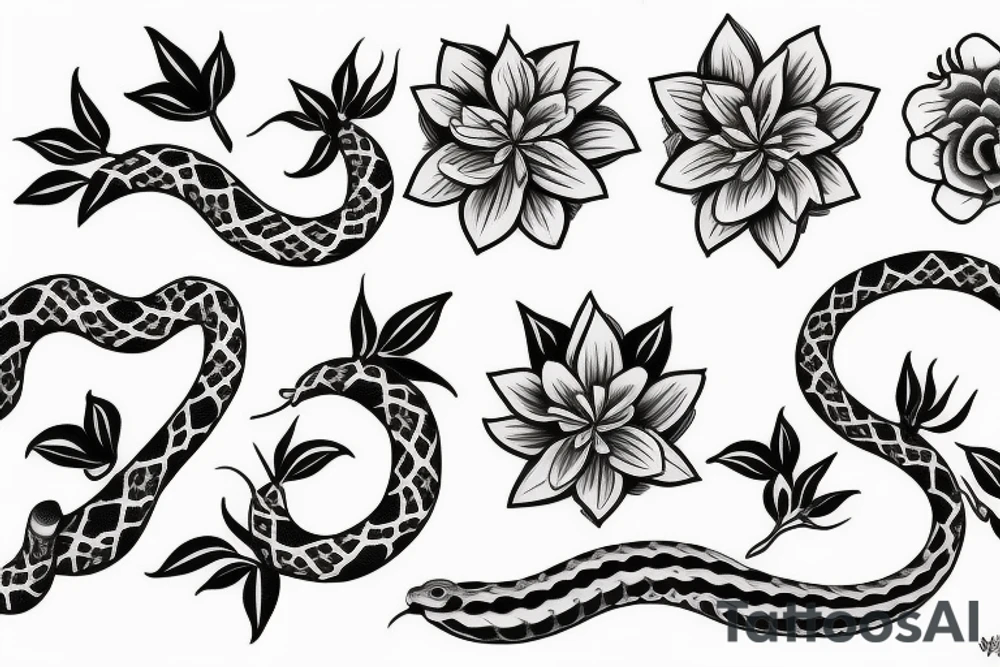 Flowers and snake tattoo idea