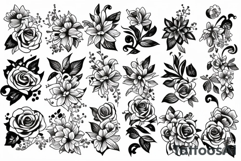 Flowers and snake tattoo idea