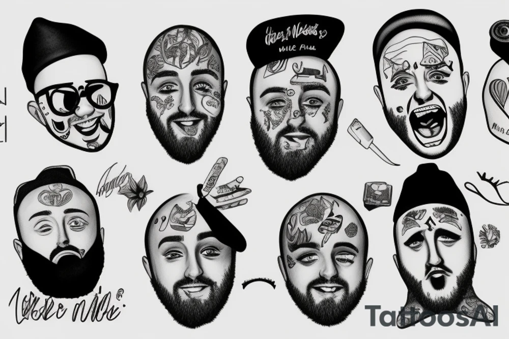 mac miller faces tattoo idea