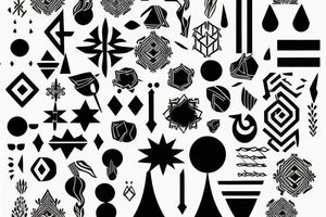 Nordic style pattern fine lines on side of neck tattoo idea