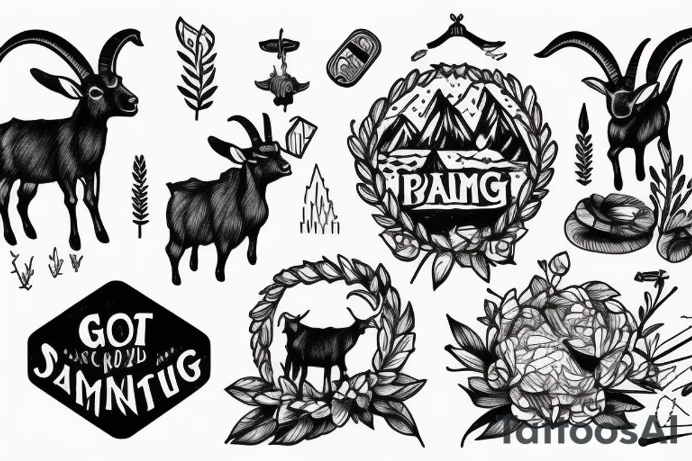 Camping, hiking, goat, inspirational tattoo idea