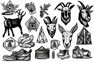 Camping, hiking, goat, inspirational tattoo idea