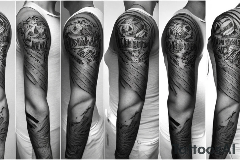 roman numerals sleeve tattoo idea
