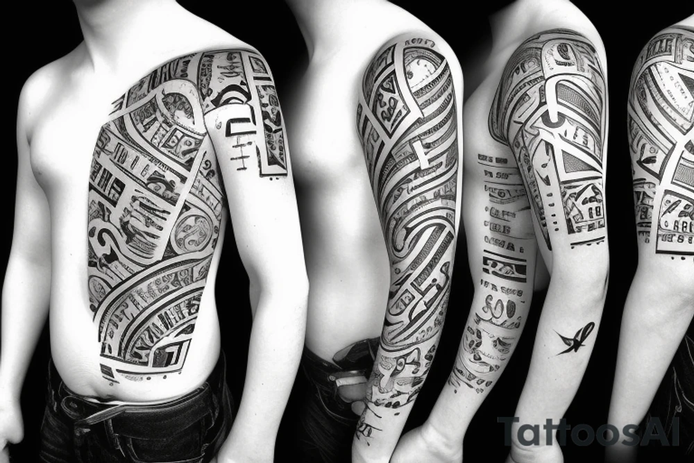 sleeve with roman numeral date on tattoo idea