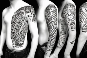 sleeve with roman numeral date on tattoo idea