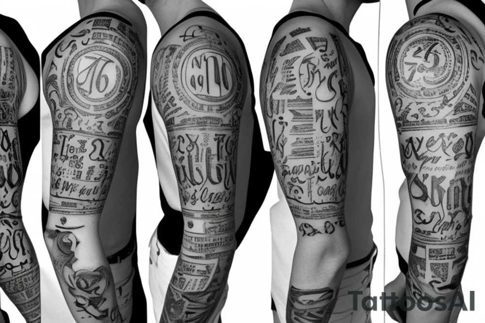 sleeve with roman numeral date on tattoo idea