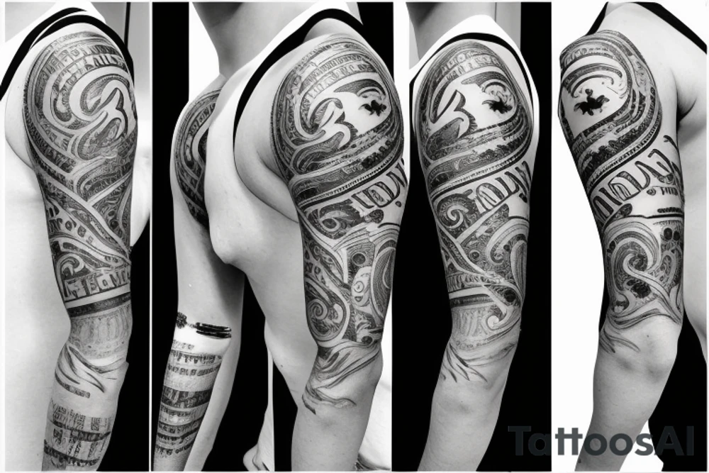 sleeve with roman numeral date on tattoo idea