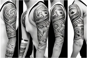 sleeve with roman numeral date on tattoo idea