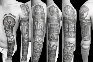 sleeve with roman numeral date on tattoo idea