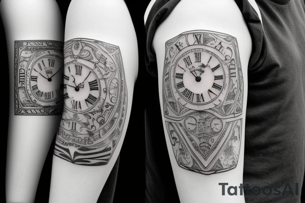 sleeve with roman numeral date on tattoo idea
