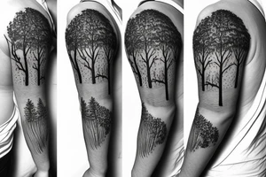 Pine tree, lake, delicate tattoo idea