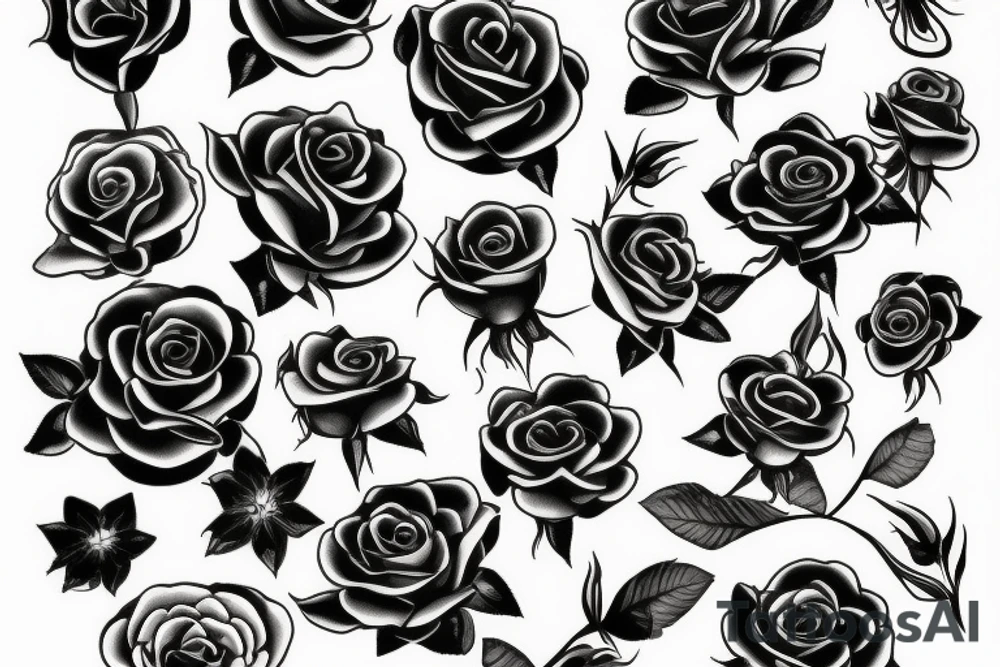 Roses surrounding a moon tattoo idea