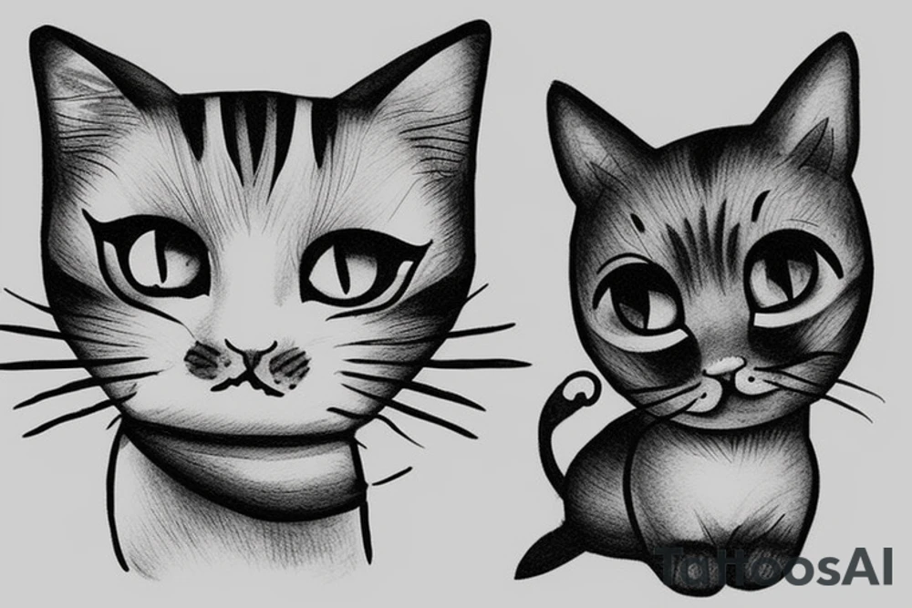 Small Cat with cute eyes tattoo idea