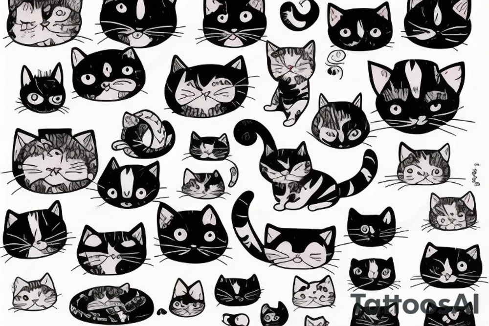 Small Cat with cute eyes tattoo idea
