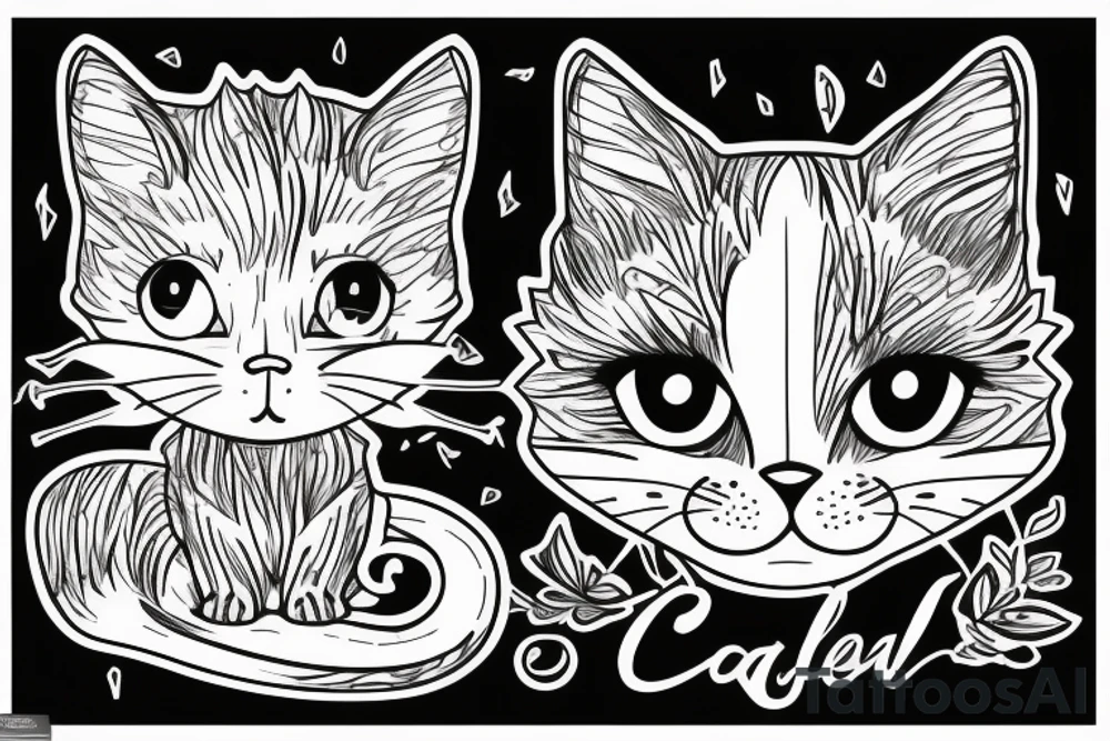 Small Cat with cute eyes tattoo idea