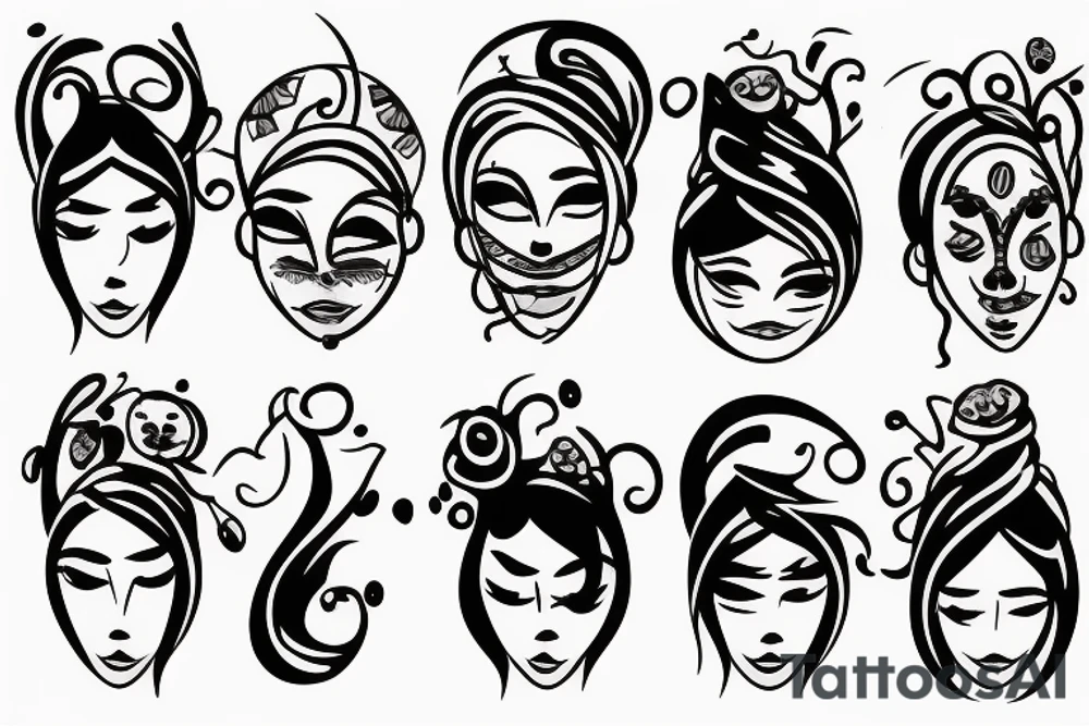 Face sad and happy tattoo idea